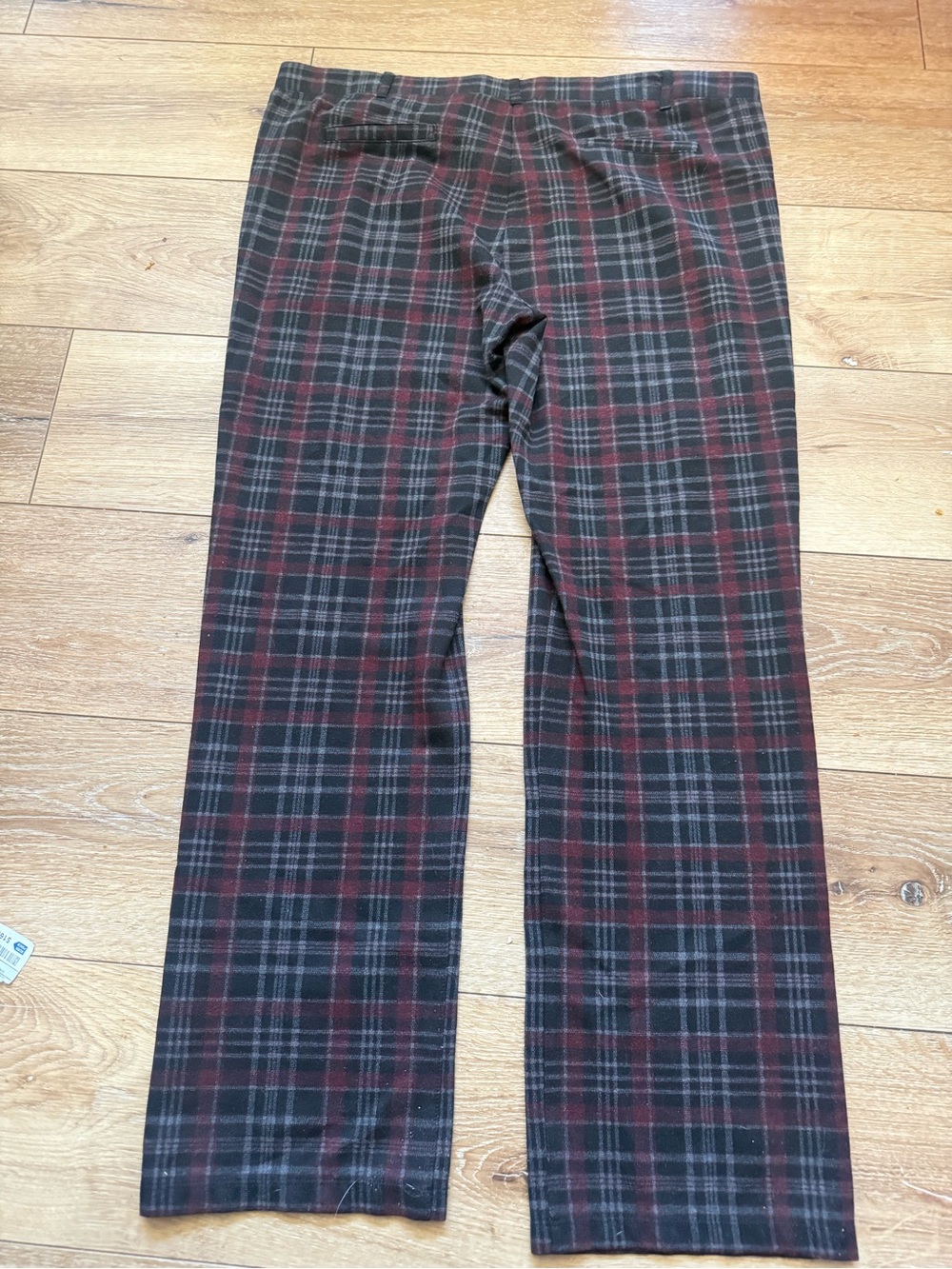 Betabrand Women's Straight Leg Plaid Pants in Black and Burgundy size 2XP - Picture 2 of 5